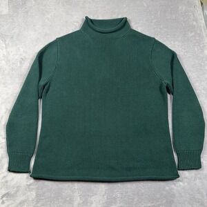 J Crew Roll Neck Fisherman Sweater Mens Large Green Thick Knit Heavy Nautical